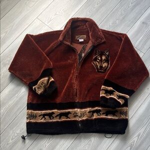 Brown Wolf Fleece Jacket